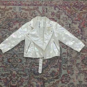Iridescent White Biker Jacket